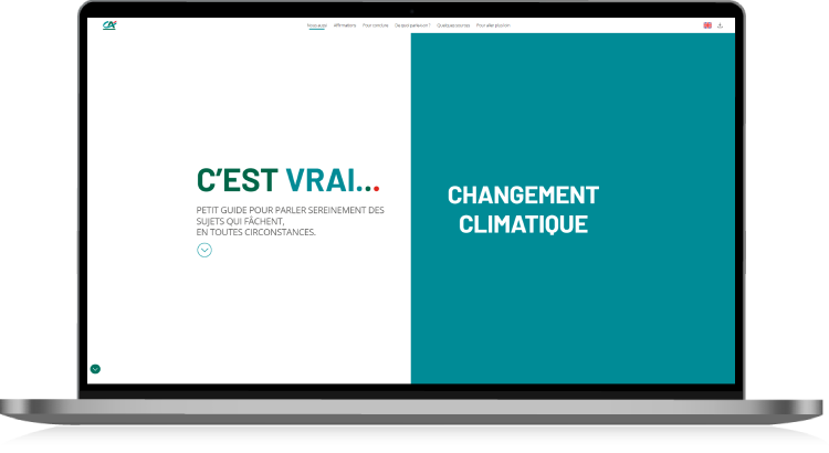 ordinateur portable présentant la page d'accueil du site c'est vrai