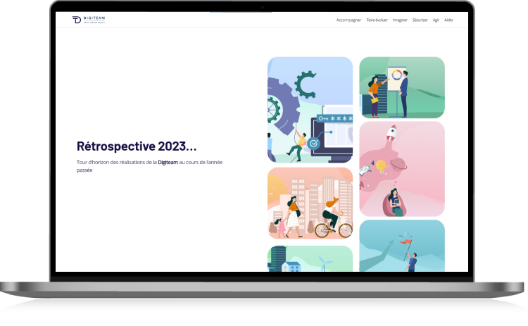 ordinateur portable présentant la page d'accueil du site rétrospective